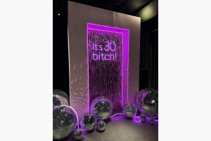 Каркас з неоновою стрічкою, рожевий. Полий в середині 200*32*h280см